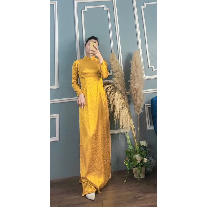 ÁO DÀI GẤM ME KÈM QUẦN 2 MÀU