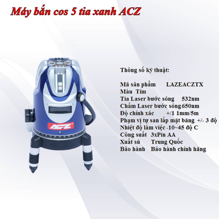 Máy thăng bằng Laser 5 tia xanh ACZ-Máy cân mực laser-Kèm chân 1m2