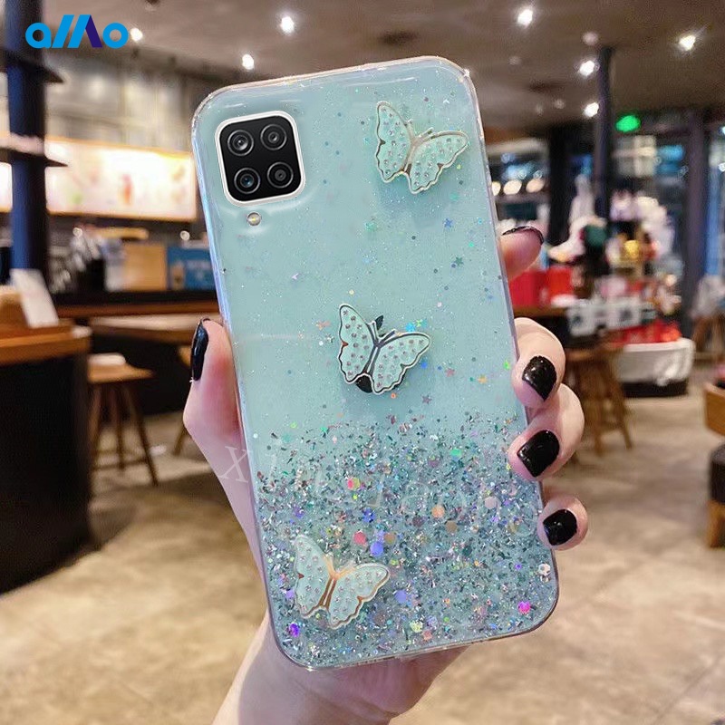 Ốp điện thoại dẻo họa tiết bươm bướm kim tuyến lấp lánh cho Samsung Galaxy A12S A05 A12S A72 A52 A42 A32 A22 A12 A02