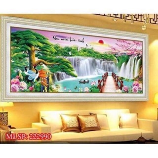 Tranh thêu non nước hữu tình khổ 200x95 cm