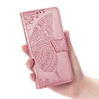 Bao điện thoại in nổi hình bướm kiểu gập bằng da cho Samsung Galaxy A50