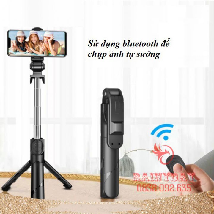 Gậy chụp hình ảnh tự sướng selfie 3 chân kiêm tripod đa năng có bluetooth điều khiển từ xa