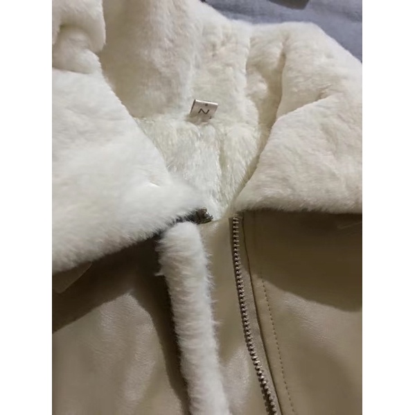 Áo khoác da lót lông siêu dày kèm túi xách