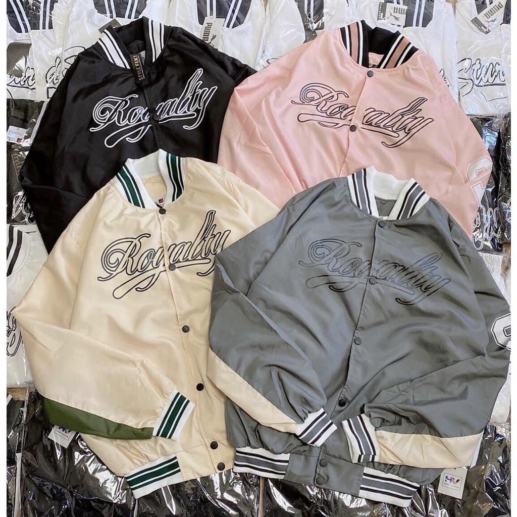 Áo Khoác Gió Nữ Cổ Bomber In Chữ ROYALTY Form Rộng Cá Tính AK118