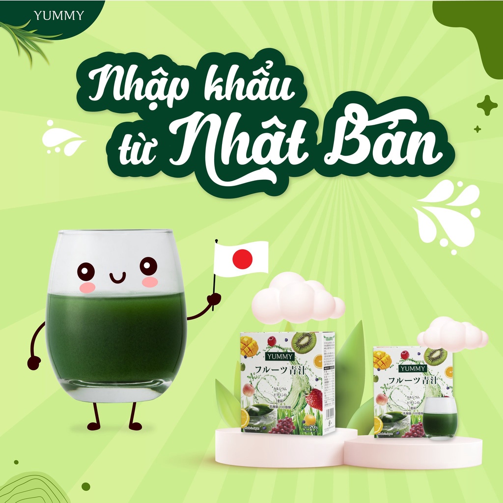 Bột mầm lúa mạch trái cây Nhật Bản Yummy Green cho bé và gia đình giúp tăng sức đề kháng