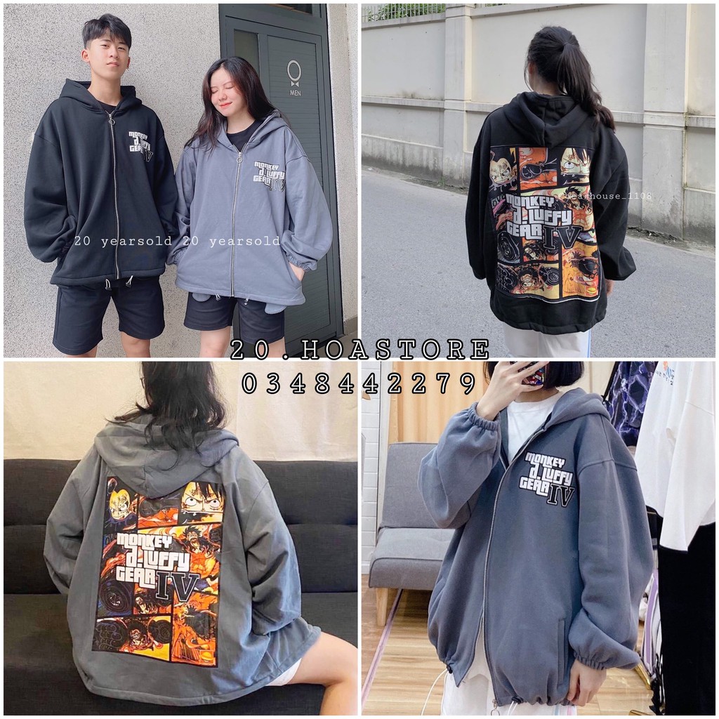 Áo Khoác Hoodie MONKEY LUFFY unisex (Ảnh thật) - ÁO KHOÁC NỈ MONKEY 5D