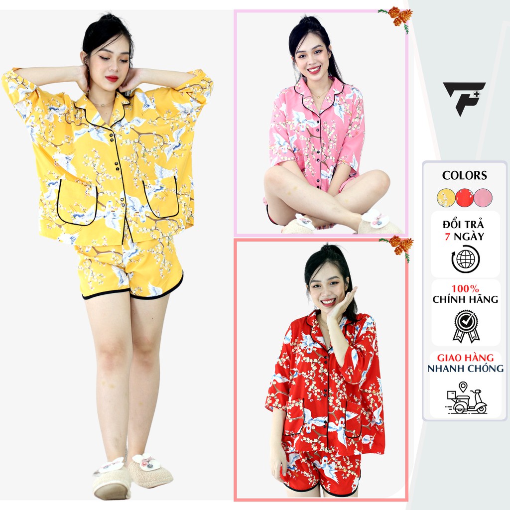 Pijama nữ mặc nhà cánh dơi đùi lụa cao cấp sang trọng thoải mái FPLUS 278