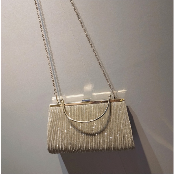 Clutch nữ dự tiệc kim tuyến có quai xách cực sang chảnh BAG U CY26