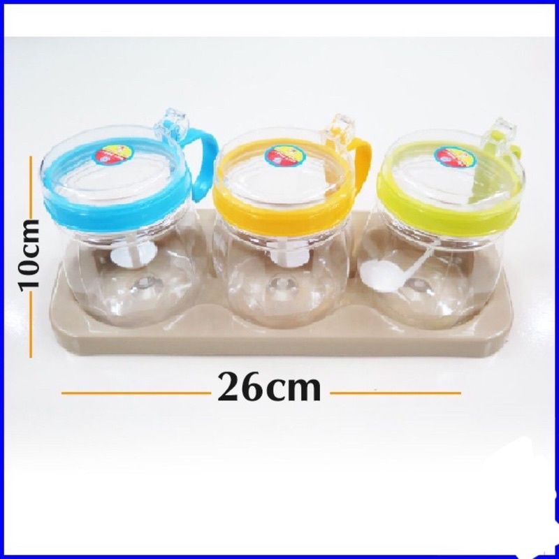 Set 3 hũ lọ đựng gia vị kèm khay và thìa Việt Nhật 2938
