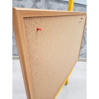 Bảng ghim bần (ghim lie) khung gỗ 60 x 90 cm - Tặng 1 hộp ghim 35 cái