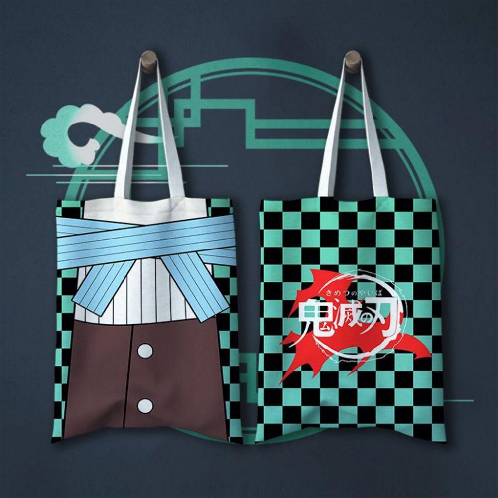 Túi Xách Vải Canvas Hai Lớp Họa Tiết Anime Phối Màu Cầu Vồng Xinh Xắn