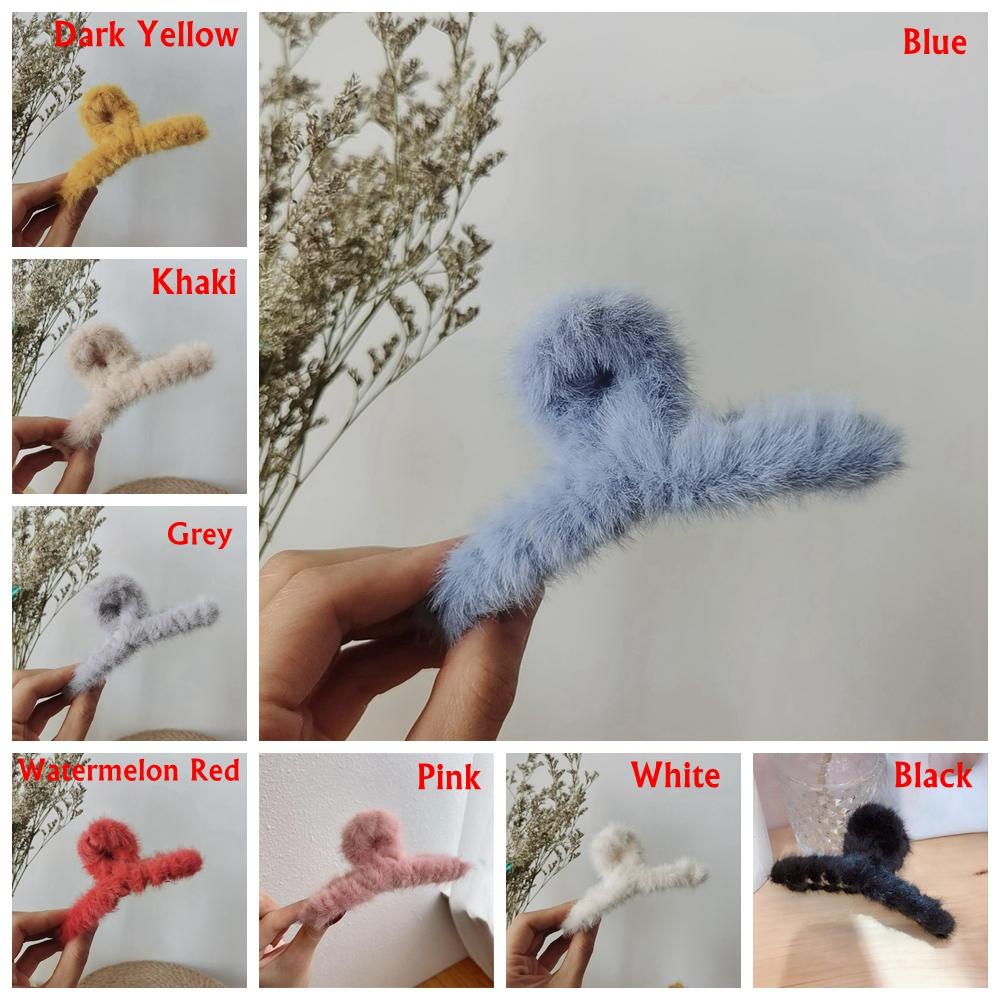 Kẹp Tóc Càng Cua Đính Lông Giả Phong Cách Hàn Quốc 1 #