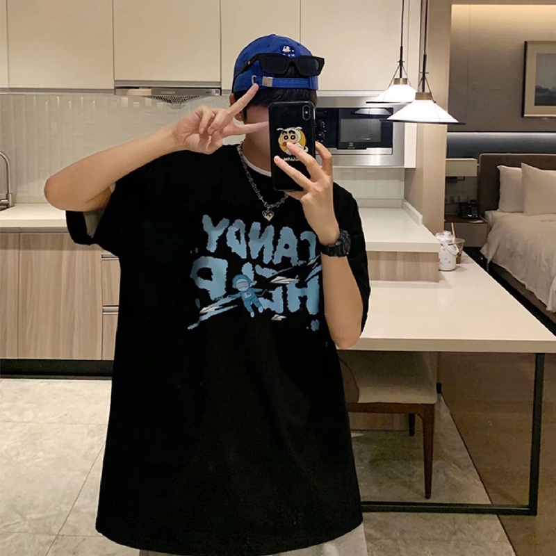 Áo Thun Tay Ngắn Dáng Rộng In Chữ Phong Cách Nhật Bản Thời Trang Mùa Hè Cho Nam Và Nữ size M-5XL