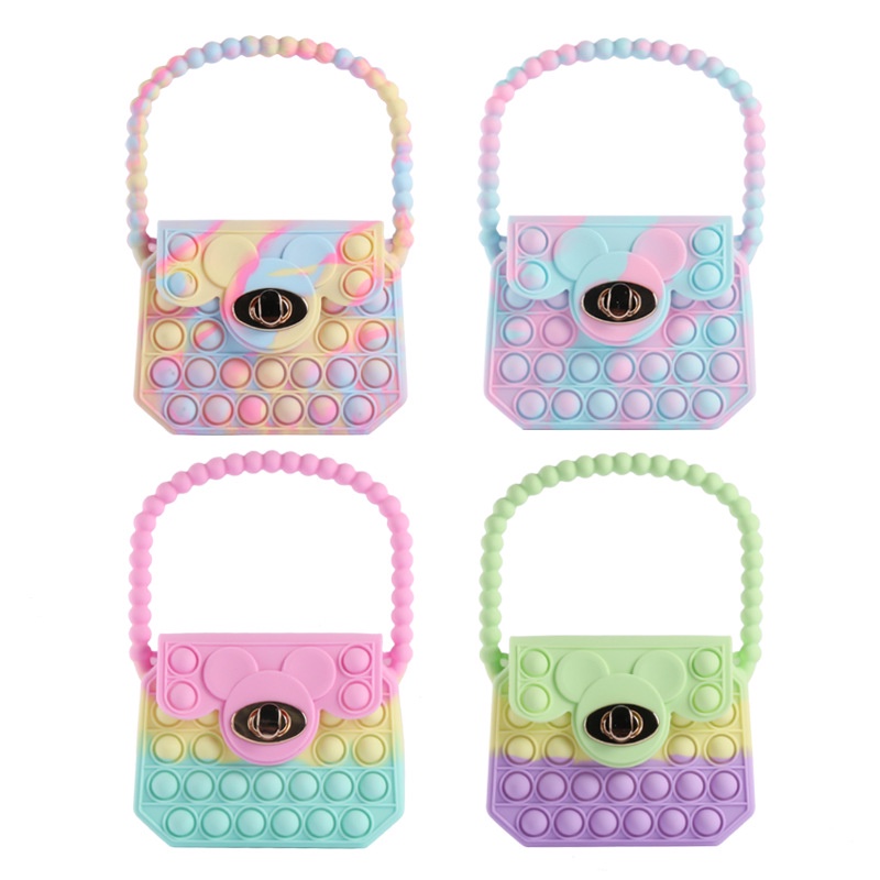 Pop It Túi Xách Đeo Chéo Vai Bằng Silicon Bong Bóng Giảm Căng Thẳng Cho Bé Gái
