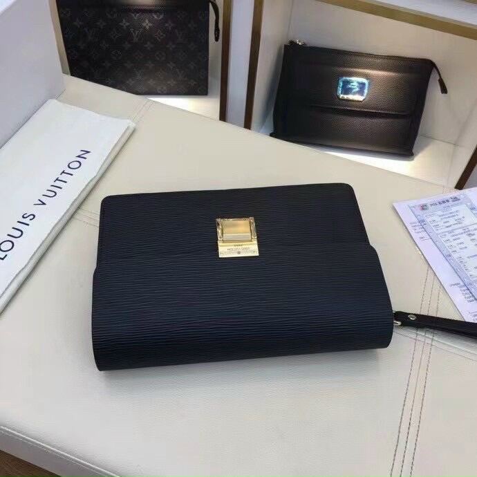 VÍ CLUTCH CẦM TAY NAM DOANH NHÂN L-V DA SẦN. Clutch cầm tay khóa số bảo mật cao cấp Đen