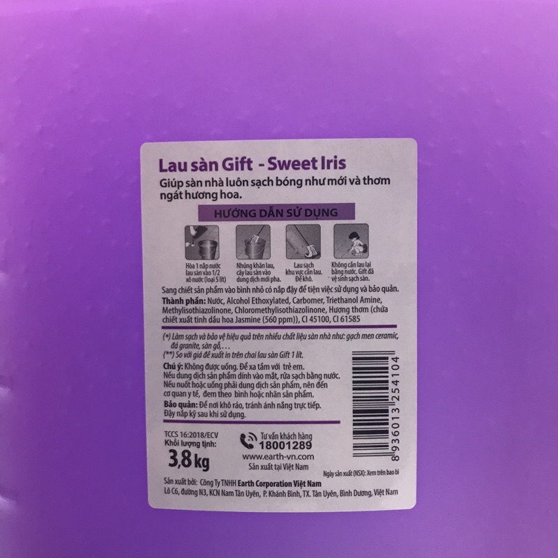 Nước lau sàn nhà Gift sweet lris 3.8kg 