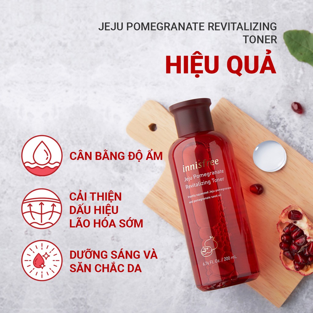 [Mã COSIF04 giảm 10% đơn 400K] Nước cân bằng chống oxy hóa lựu innisfree Jeju Pomegranate Revitalizing Toner 200ml