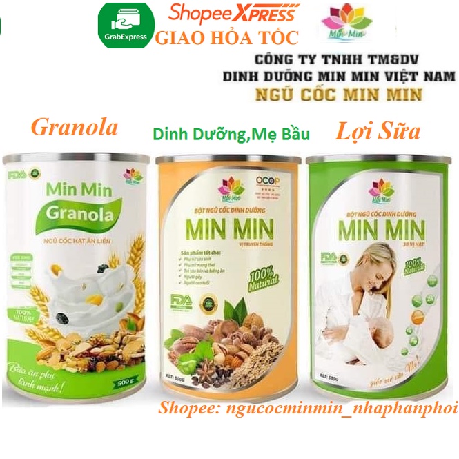 Ngũ Cốc Lợi Sữa - Mẫu Mới, Bột Ngũ Cốc Bầu Min Min (500Gam)