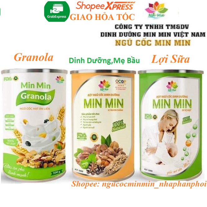 Ngũ Cốc Lợi Sữa - Mẫu mới, Bột Ngũ Cốc Bầu Min Min (500GAM)