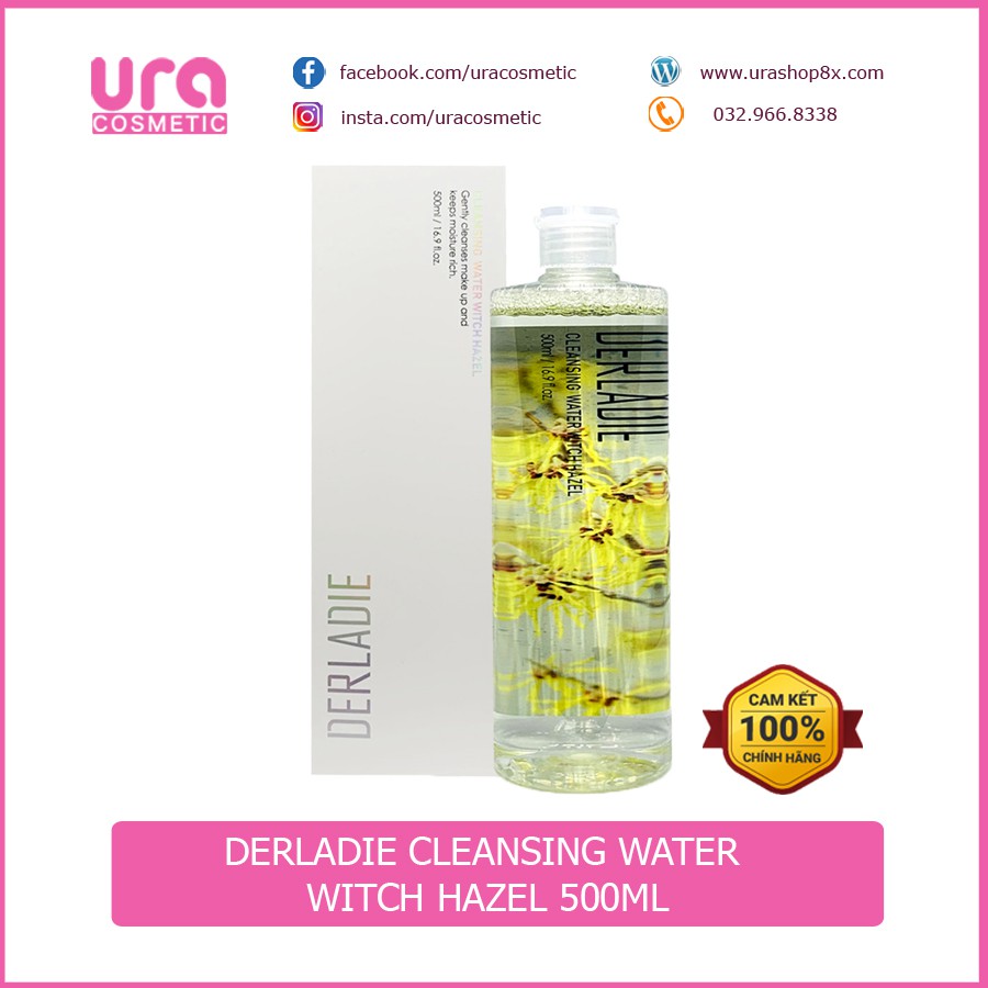 [Chính hãng ]Tẩy trang Derladie Cleansing Water Witch Hazel + tặng kèm son dưỡng