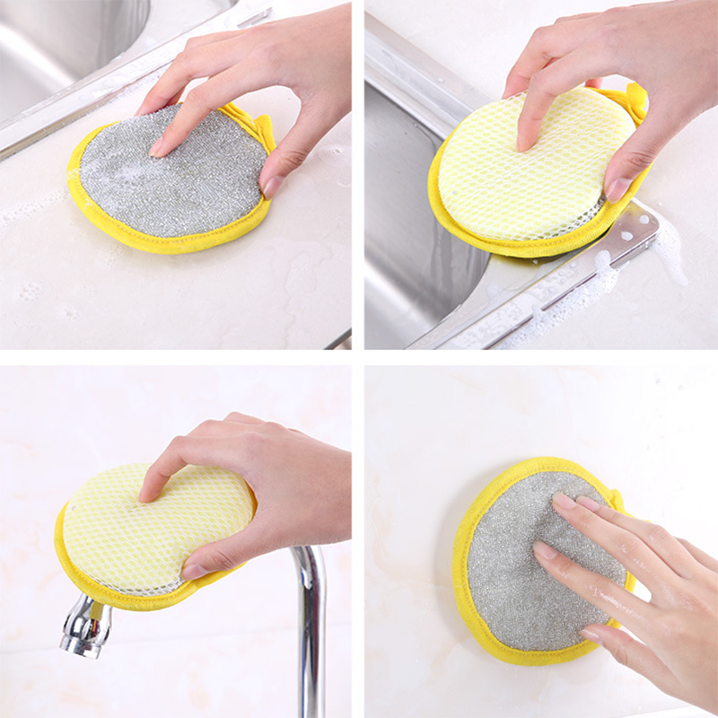 Mút Xốp Rửa Chén Hai Mặt Hình Tròn Sáng Bóng Nhiều Công Dụng Có Thể Tái Sử Dụng
