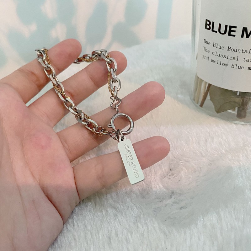 Vòng Tay Mặt Chữ Bằng Thép Titan Thời Trang Hàn Quốc Đơn Giản 23541