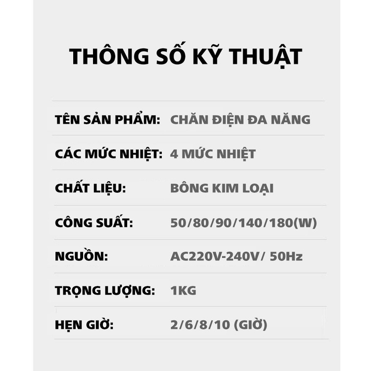 Đệm điện nỉ 4 lớp siêu nhẹ mềm mịn tự điều chỉnh cấp độ nóng, đệm sưởi điện an toàn cho trẻ em và người lớn