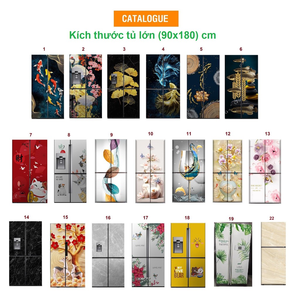 DECAL DÁN TỦ LẠNH SBS KHỔ LỚN - (90x180)cm