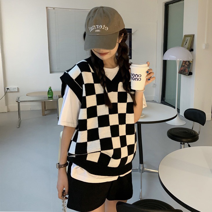 Áo Len Gile Nam Nữ Ulzzang, Gile Len TaoBao Kiểu Hàn Kẻ Caro Cổ Chữ V Form Rộng Thời Trang | WebRaoVat - webraovat.net.vn