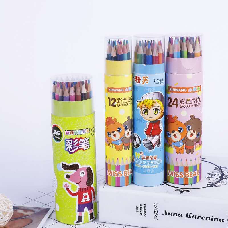 Hộp bút chì màu 12 chi tiết,nắp hộp thiết kế đầu chuốt bút
