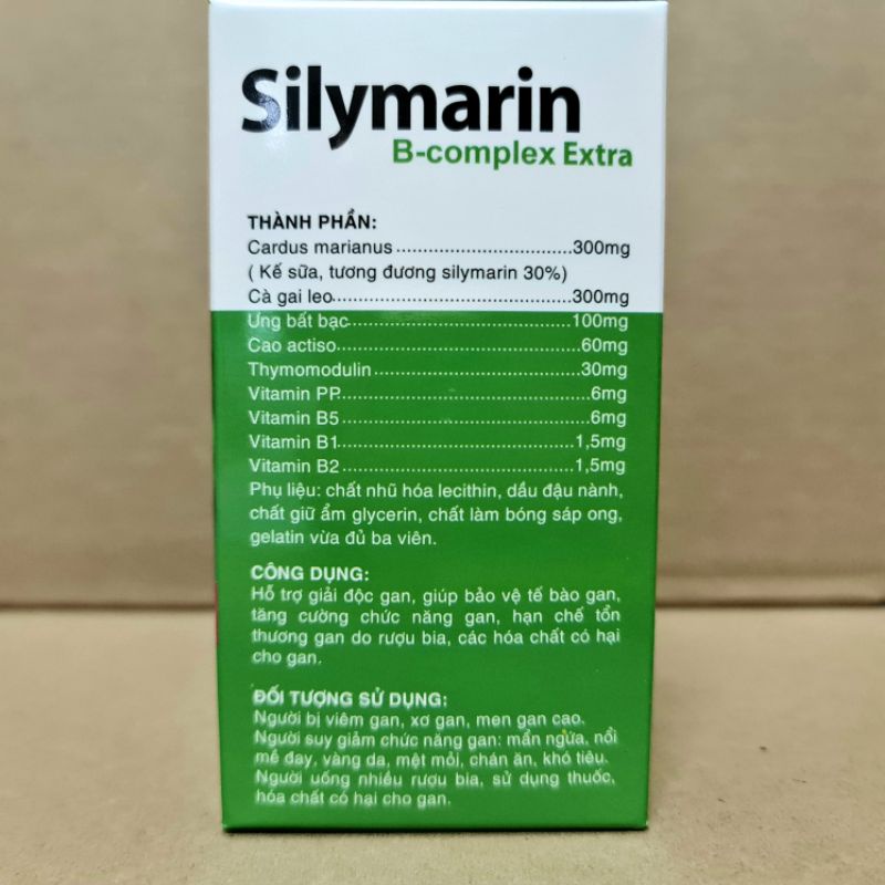 Silymarin B complex Giúp mát gan, lợi mật, tăng cường chức năng gan hộp 100 viên