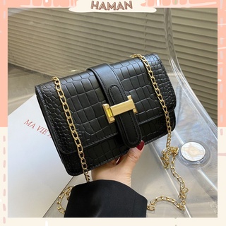 Túi Xách Nữ Đeo Chéo Đẹp, Túi Đeo Vai Dây Xích Khuy Cài Chữ H Hàng Quảng Châu HAMAN TX13