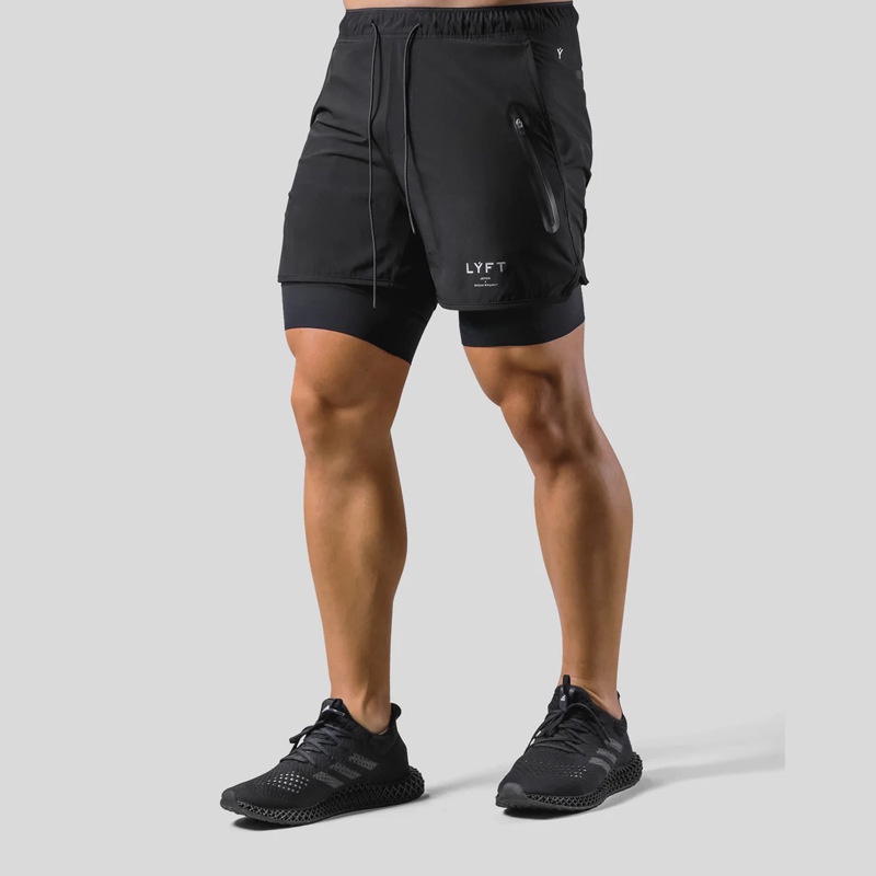 Quần Short Thể Thao Hai Lớp Chất Liệu Co Giãn Nhanh Khô Thời Trang Mùa Hè Cho Nam Giới Có Size M-3XL