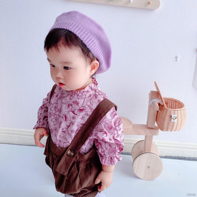 Mũ beret dệt kim màu sắc ngọt ngào đáng yêu dành cho bé gái