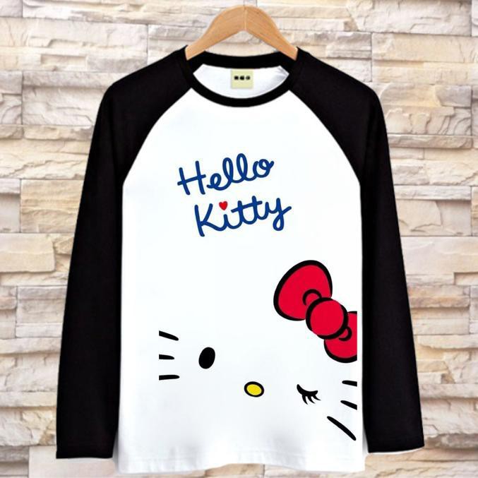 Áo Thun Tay Dài In Hình Hello Kitty Đáng Yêu Thời Trang Mùa Thu