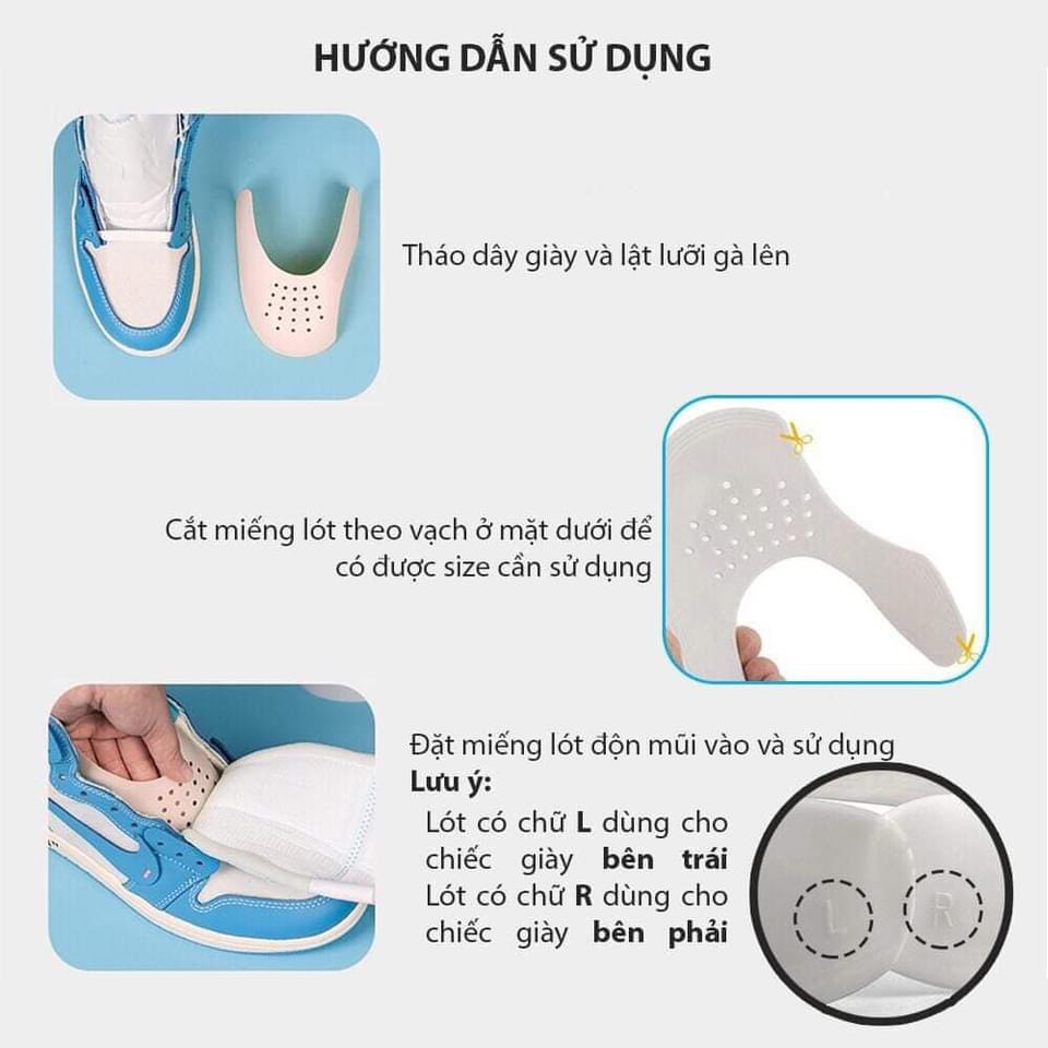 [ Chống gẫy Mũi ] Miếng độn mũi giày chống nứt da, gãy xẹp và giữ dáng căng phồng nhựa mềm siêu bền ( Sneaker Shields)