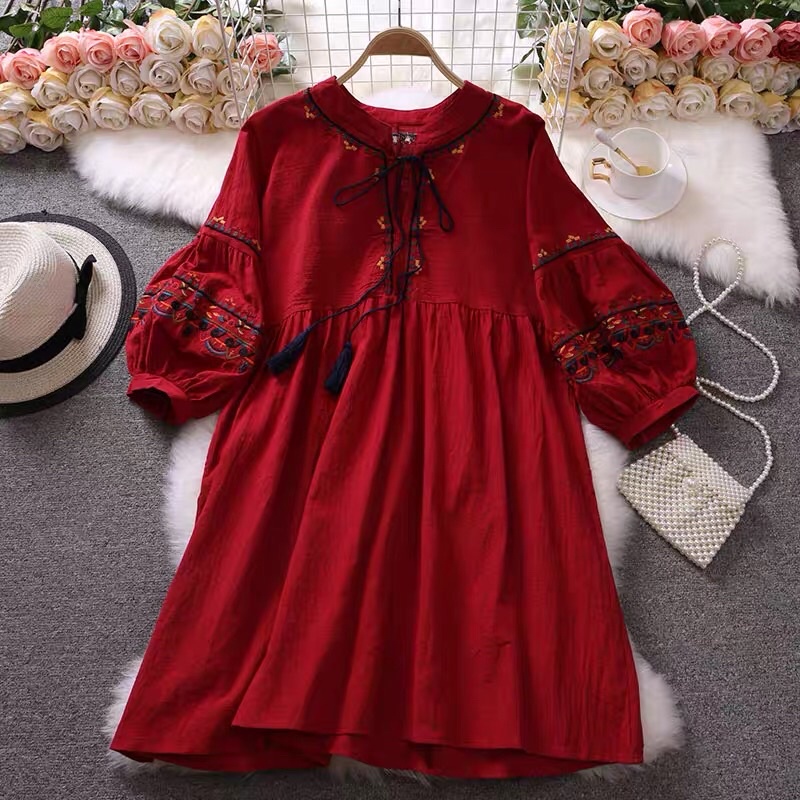 Váy ngắn Boho nữ hoạ tiết thêu hàng Quảng Châu order