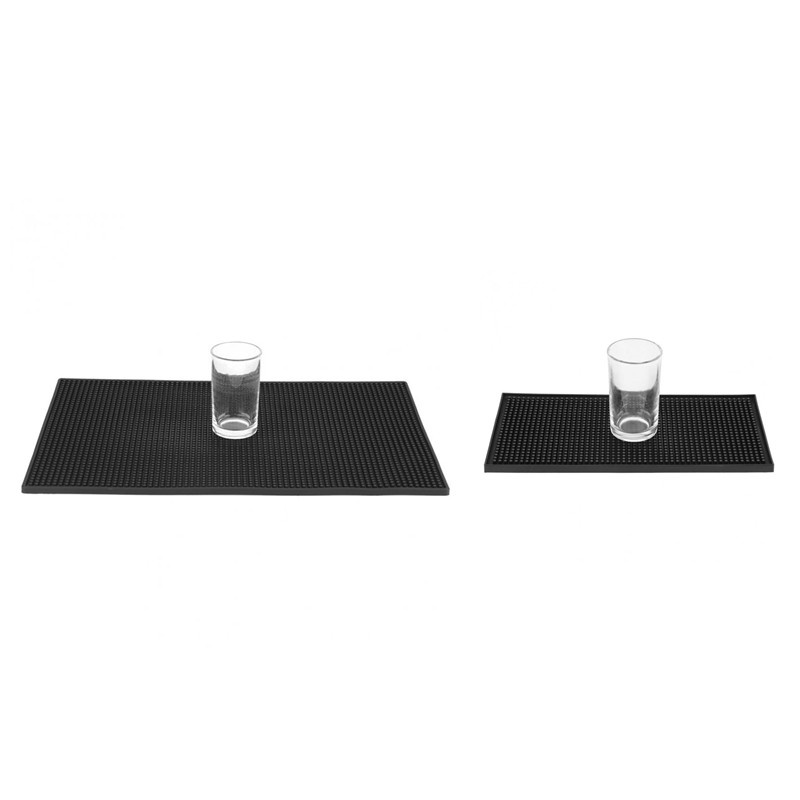 2Pcs Rubber Service Bar Mat Heavy Duty Home Bar and Rubber Drip Mats Cocktail Bartender Tea Cup Mug Set Waterproof Kitchen Placemat - Large & Small