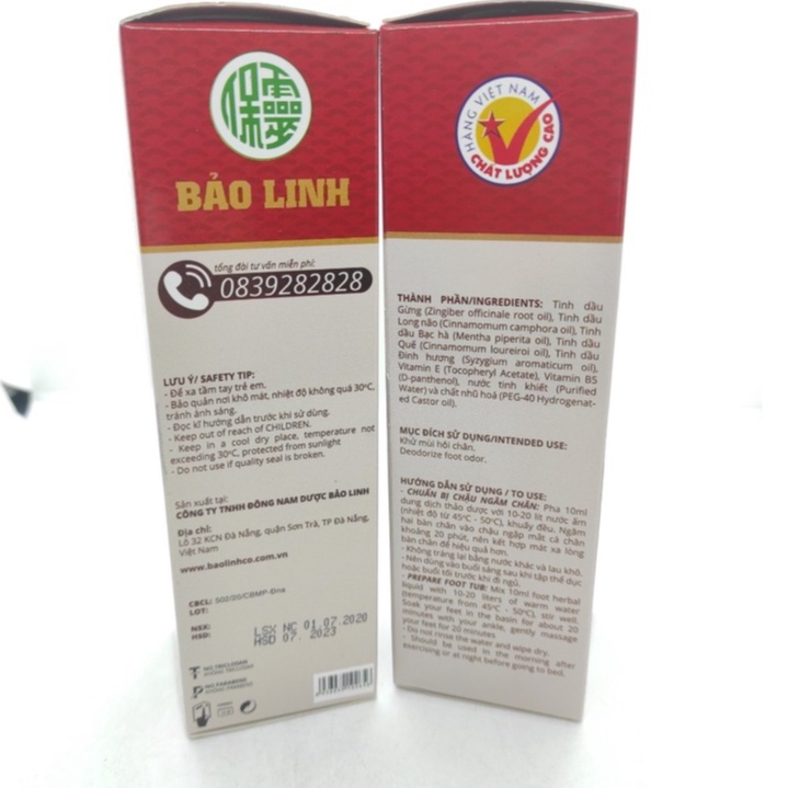 Dung dịch thảo dược ngâm chân Bảo Linh 200ml