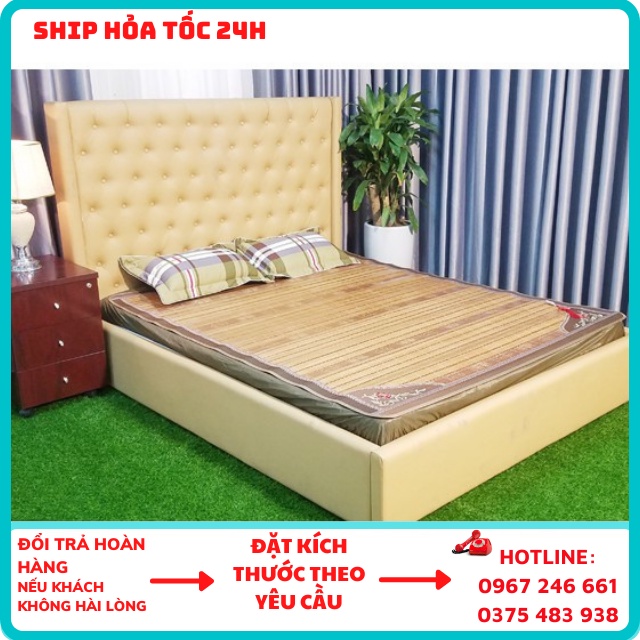 Chiếu trúc tăm tre cao bằng điều hòa mát lạnh nằm 2 mặt đủ kích thước 1m2;1,4m,1,6m,1,8m,2m,Chiếu lụa