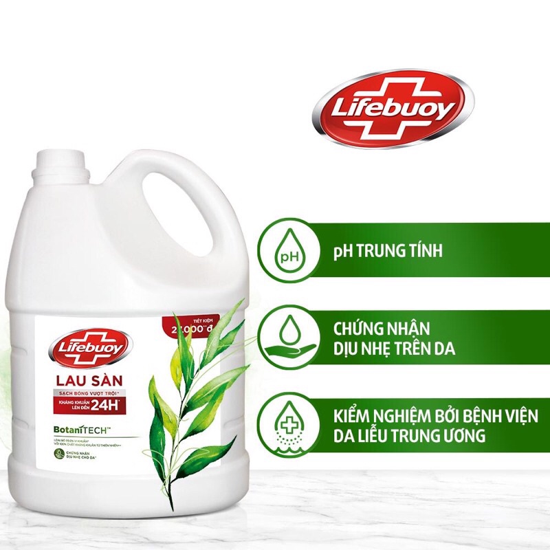 [LIFEBUOY] Nước Lau Sàn Lifebuoy BotaniTECH Hương Tràm Trà &amp; Khuynh Diệp Can 3.6L