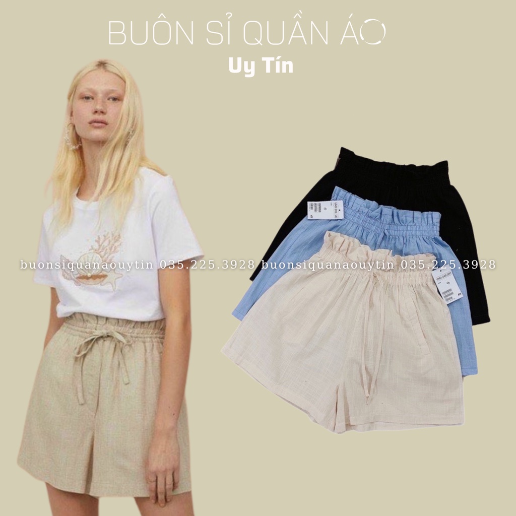 Quần short nữ cạp bèo vải đũi 3 màu 626