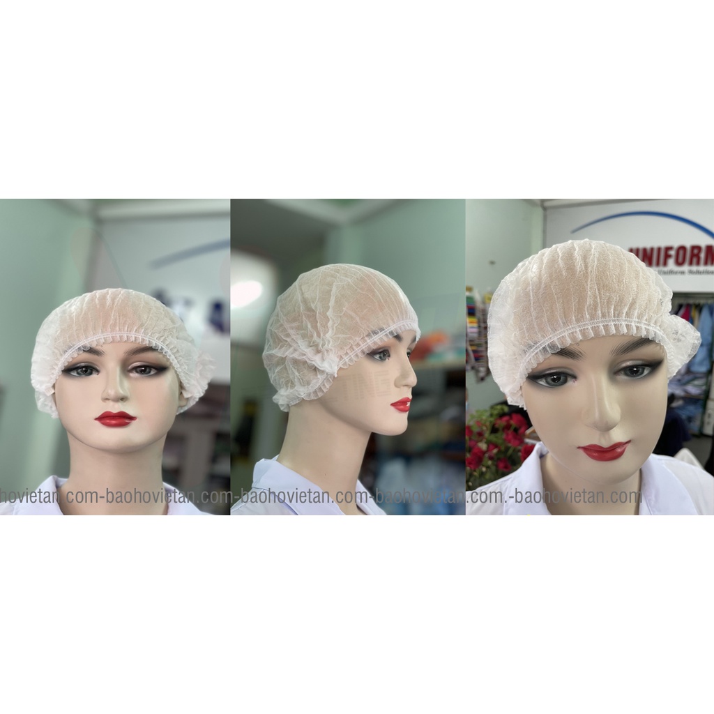 50 Nón Con Sâu Thủy Sản Màu trắng vải không dệt.