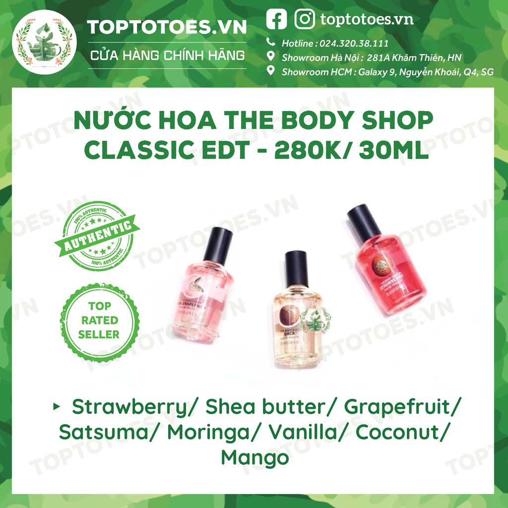 Nước hoa The Body Shop Classic EDT - Strawberry/ Shea butter/ Grapefruit/ Satsuma/ Moringa/ Vanilla/ Coconut