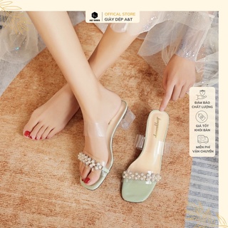 Sandal Dép nữ ,quốc quai trong đính đá gót meka sang chảnh 5cm