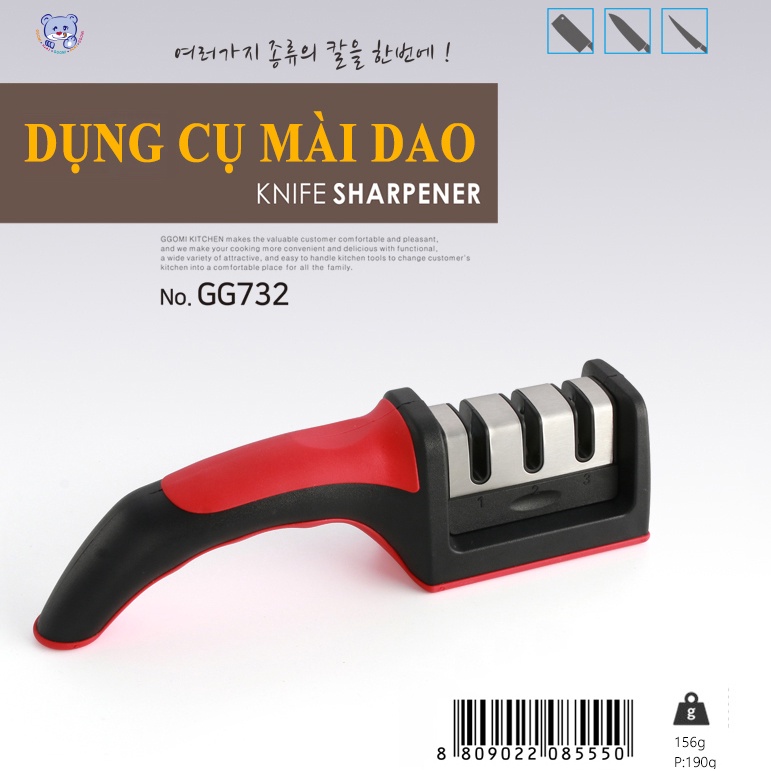 [HÀNG CHÍNH HÃNG] Mài dao 3 lưỡi mài sắc bén, tinh tế, mang lại sự bền bỉ cho lưỡi dao của gia đình GGOMi Hàn Quốc GG732