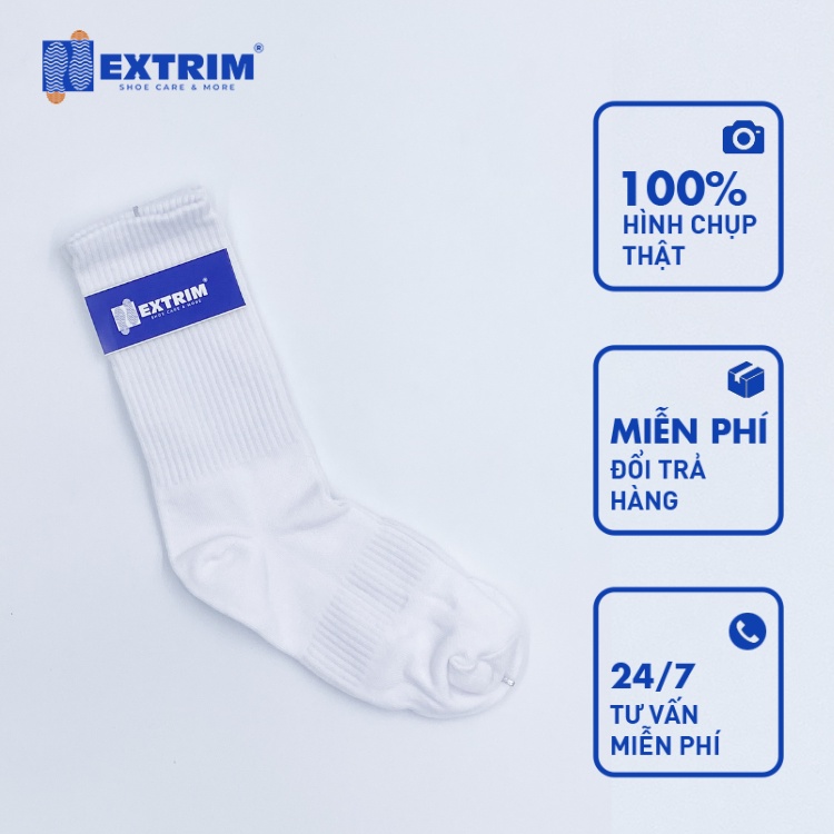 Vớ Nam Nữ EXTRIM Cổ Cao Cotton Cao Cấp Thoáng Khí Co Dãn Trắng Đen