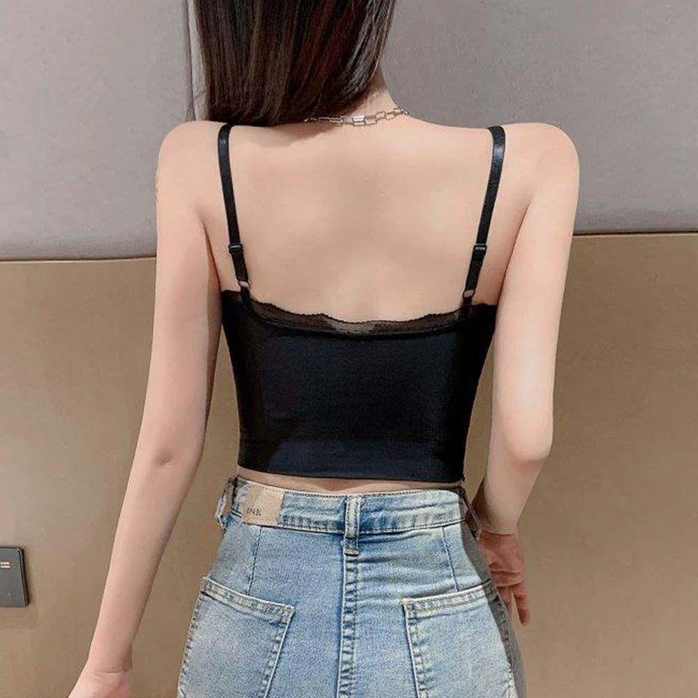 OCEANMAP Áo Lót Lụa Mát Màu Trơn Dáng Ôm Thoáng Khí Thời Trang Cho Nữ