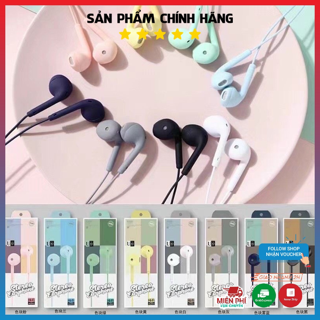 Tai Nghe Nhét Tai Dây iphone Và Androi Giá Rẻ U19 HiFi Giắc Tròn 3.5mm,âm Bass Nhiều,Có Mic Đàm Thoại