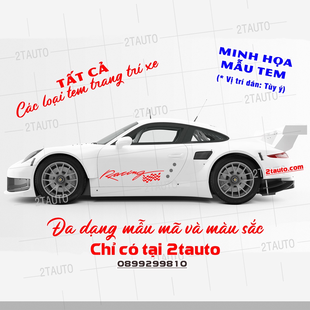 [GIÁ GỐC] Sticker RACING, logo tem racing dán trang trí ô tô xe hơi chống nước,chống phai màu,mẫu đa dạng độc đáo-MẪU 2